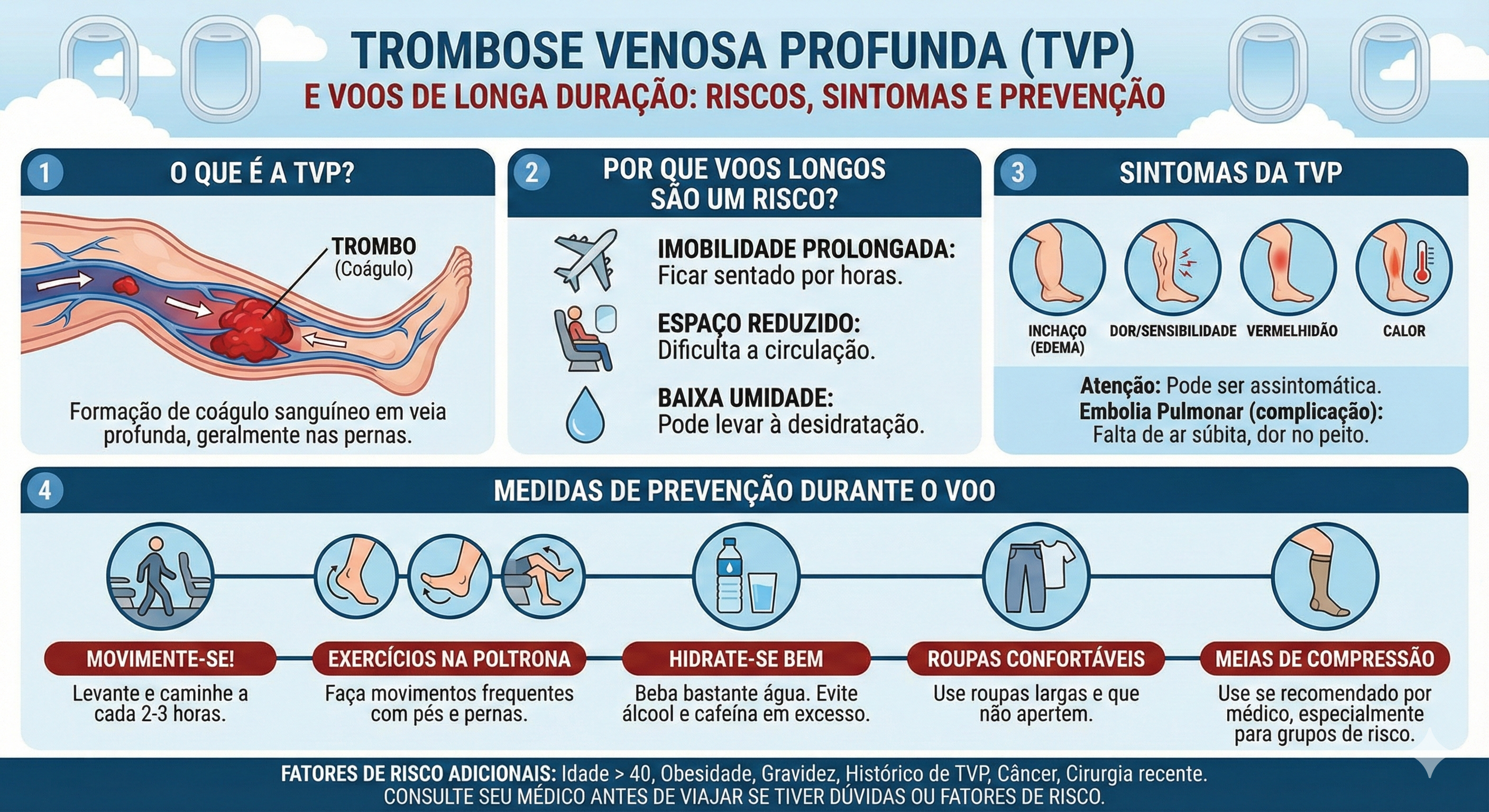 Infográfico com dicas para voos longos